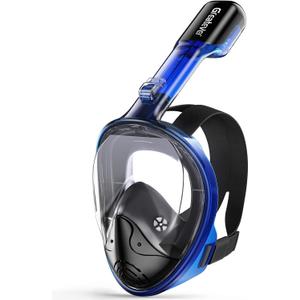 Greatever Full Face Snorkel Mask, Snorkeling Gear for Adults with Latest Dry Top Breathing System and Detachable Camera Mount, Foldable Snorkel Mask Adult, Snorkels Anti-Fog & Anti-Leak (Large-X-Large, Dark Blue)
