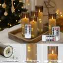 23 Pack Flameless LED Pillar Candles with Remote & Timer, Flickering Battery Operated Candles with Embedded Starry Lights, 3-Sizes Gray Acrylic Decorative Candles for Wedding, Home, Party Decor