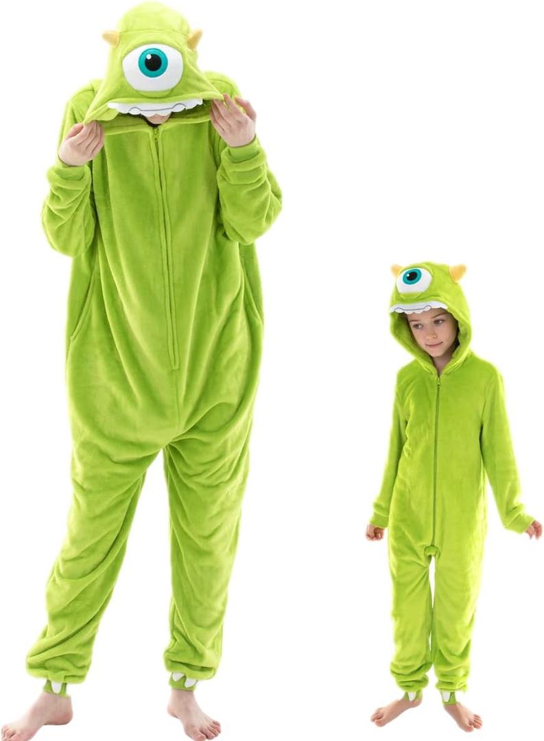 COSUSKET Snug Fit Unisex Adult Onesie Pajamas, Flannel Cosplay Animal One Piece Halloween Costume Sleepwear Homewear (Small, Light Green)