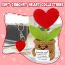 2 x Gifts for Her, Crochet Heart Flowerpot for Wife Girlfriend from Husband Boyfriend Couple Gift Romantic Heart Present Wedding Birthday Gift for Women Men Office Home Decor