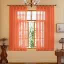 Pinch Pleated Sheer Curtains 63 Inches LongSet Light FilteringSheer Privacy Drapes with Pinch Pleated Design for Kids'Bedroom, Bathroom Window(Mandarin Orange, 42 W x 63 L, 2 Panels)
