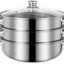 Steamer for Cooking, 5.0 Quarts Stainless Steel Steamer Pot, 3Tier Food Steam Pots with Lid for Cooking Vegetables, Seafood, Soups, Stews and Pasta