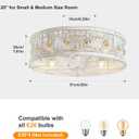 Garwarm 20" Ceiling Fans with Lights,Flush Mount Vintage Farmhouse Rustic Crystal Fandelier,Low Profile Farmhouse Caged Ceiling Fan with Light and Remote for Bedroom,Kitchen,Indoor