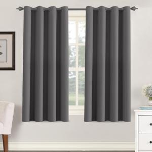 H.VERSAILTEX Blackout Grey Curtains for Bedroom/Living Room Thermal Insulated, 52" Wide x 63" Long Each Panel,Grommet Top (Set of 2 Panels, Charcoal Gray)
