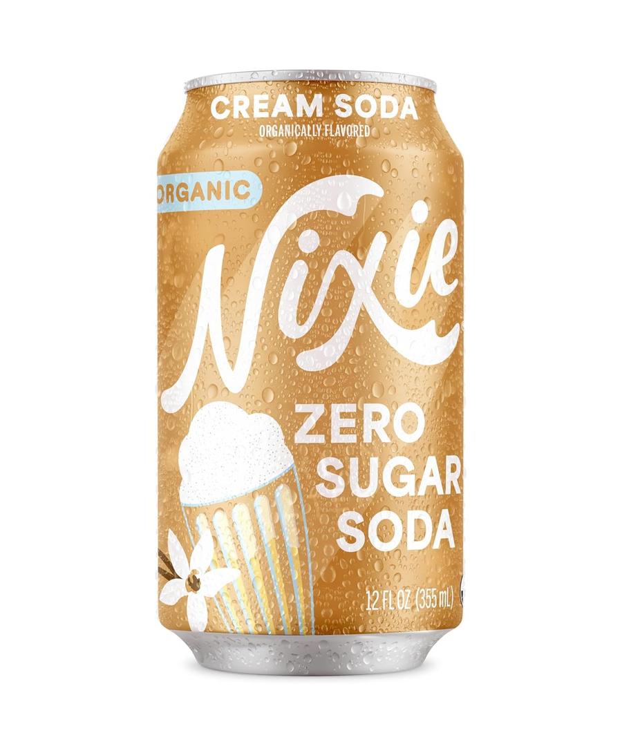 2 x Nixie Organic Zero Sugar Soda, Cream Soda, 0 Sugar, 0 Calories, Healthy Soda Pop, Non-GMO, Caffeine Free, 12oz Can (1 Count)