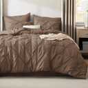 Bedsure Twin Comforter Set Brown - Bed in a Bag Twin Size Bedding 5 Pieces, GentleSoft Pintuck Bed Set Gift for Family, Pinch Pleat Brown Comforter with Sheets, Pillowcase & Sham