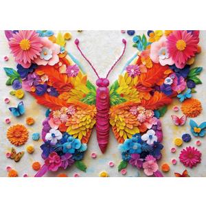 BUHAH 3D Colorful Butterfly Flower Puzzles for Adults 1000 Pieces Beautiful Floral Art Jigsaw Puzzles Impossible Challenging Aesthetic Puzzle as Family Game Decor