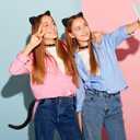 Snwquik 3 PCS Cat Ears Headband with Tail and Bell Choker,Cat Costumes Accessories for Adults Women Halloween Dress Up Party Set (Black)