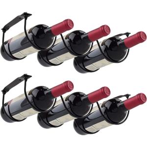 MOCOUM 2 Pack Under Counter Wine Racks, Wine Bottle Holder Under Cabinet Iron Wine Storage Rack for 6 Liquor Bottles