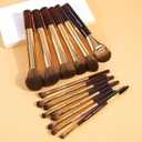 MAANGE 14-Piece Makeup Brush Set with Aluminum Ferrule- Premium Synthetic Makeup Brushes Kit Foundation Powder Brush Eye Shadow for Beginners & Professionals(Gold Coffee)