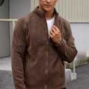 Men's Polar Fleece Jacket Warm Soft Midweight Full Zip Sweatshirt (S-XXL) (Brown, XL)