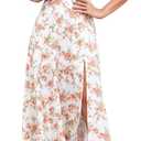 Women Summer Corset Midi Dress 2026 Floral Wedding Guest Flowy Slit Lace Up Dresses Tea Party A Line Casual Milkmaid Sundress (M)