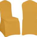 EMART 20PCS Chair Covers, Gold Spandex Seat Covers for Party Wedding Banquet, Universal Standard Stretch Chair Slipcovers Protector