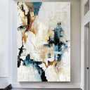 Canvas Wall Art Abstract Large Wall Decor Living Room Framed Pictures for Bedroom Yellow Teal Artwork for Walls Home Decor (84"L x 56"W, 6 - Amber Dreamscape)