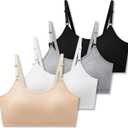 SALIA GIRL Sport Cami Bras Cotton for Teens Girls Training Bras 10-16 with Adjustable Straps Fixed Pads (Black/White/Grey/Nude), Size XL