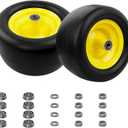 HQPASFY 11x6.00-5 Flat-Free Lawn Mower Tire & Wheel Set of 2, Zero-Turn Mower Front Tires with 1/2" & 5/8" Bearings, Solid Smooth Puncture-Proof Replacement for Lawn Mowers & Zero-Turn Mowers, Yellow