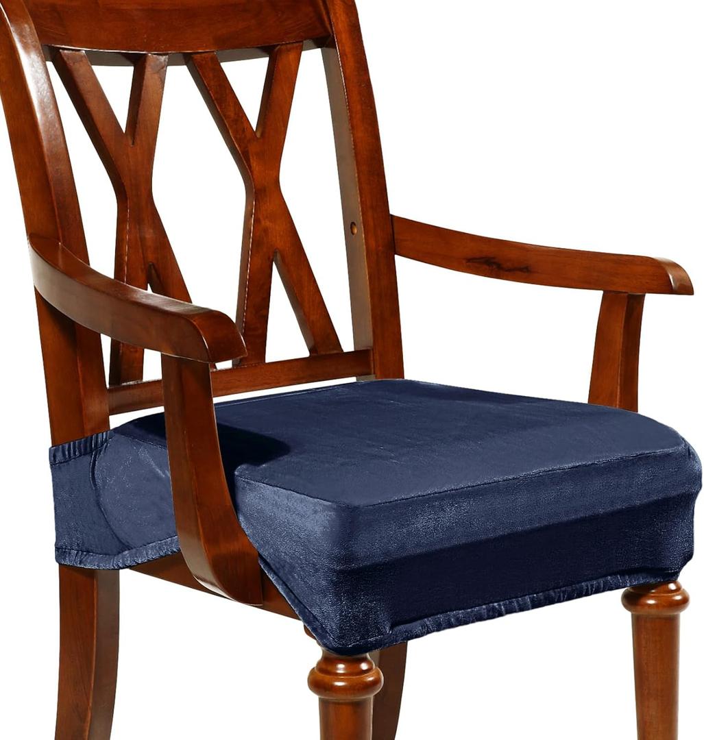 Havawish Large Dining Room Chair Seat Covers with Armrest Dining Chair Slip Covers Protectors, 1 Pcs, Navy Blue