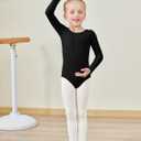 Century Star Long Sleeve Leotards for Girls 2-14 Years - Ballet Dance Leotards Toddler Girl Gymnastics Ballerina Kids Outfits (Black, L)