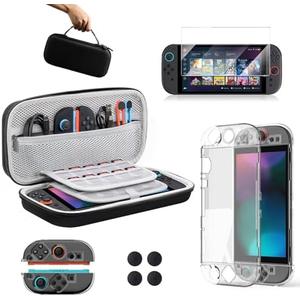 Lmcpa Accessories Bundle for Nintendo Switch 2 (2025), Gift Kit with Carrying Case, Dockable Protective Cover, HD Screen Protector, Silicone Anti-Slip Joy-Con Skins & More for Switch New Gen 2025