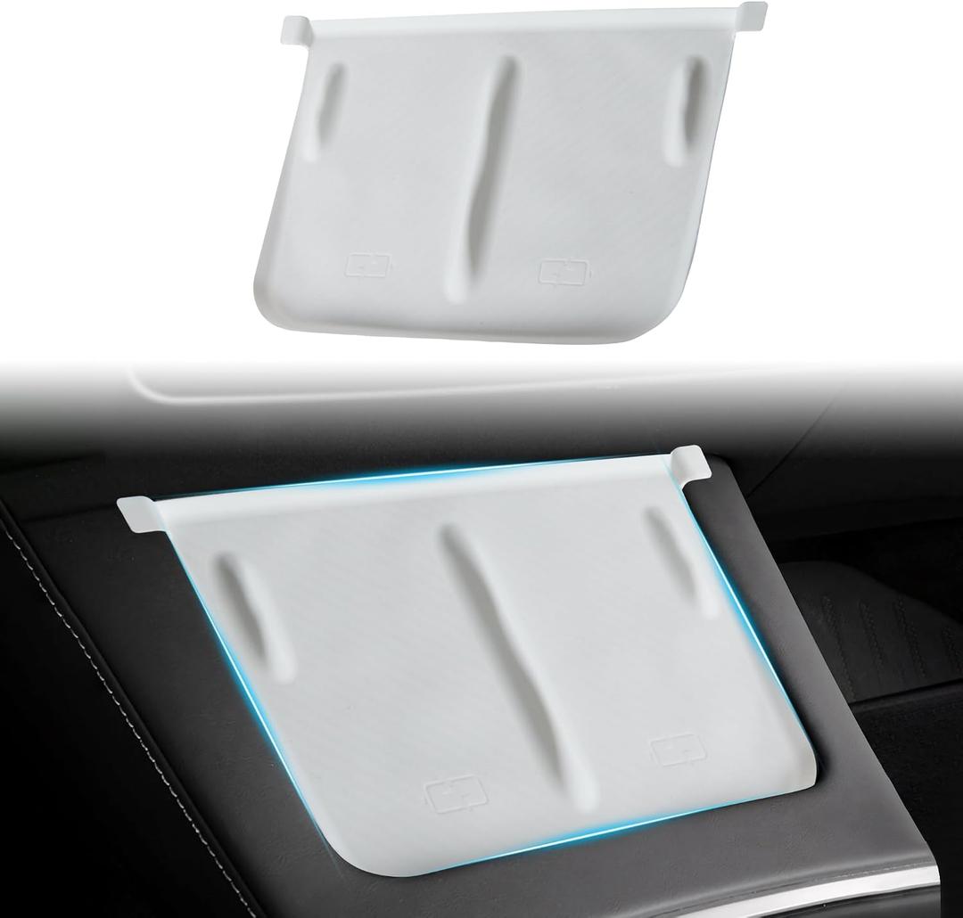 Center Center Wireless Charger Silicone Cover Designed for Tesla Model 3 2021-2023/Model Y 2021-2024,Anti-Slip Silicone Mat for Model 3/Y Center Console White