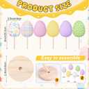 Pinkunn 6 Pcs Easter Table Decorations Fabric Eggs Wooden Signs Pastel Easter Eggs Centerpiece Tiered Tray Decor for Home Farmhouse Kitchen Decorations