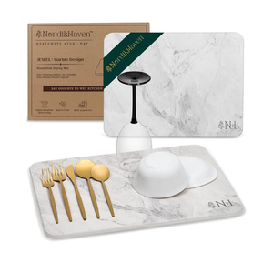 Stone Drying Mat for Kitchen Counter - Replaces Kitchen Towel, Premium Diatomaceous Earth, Ultra Absorbent, Quick Drying Stone Mat, Elegant Marble Design, Non-Slip, 15.8" x 11.8", JEWEL