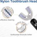 Ultrasonic U Shaped Toothbrush for Adults, Electric Toothbrush for 360-degree Cleaning with Wireless Charging, Waterproof IPX7, 3 Modes for Teeth Whitening(Black)