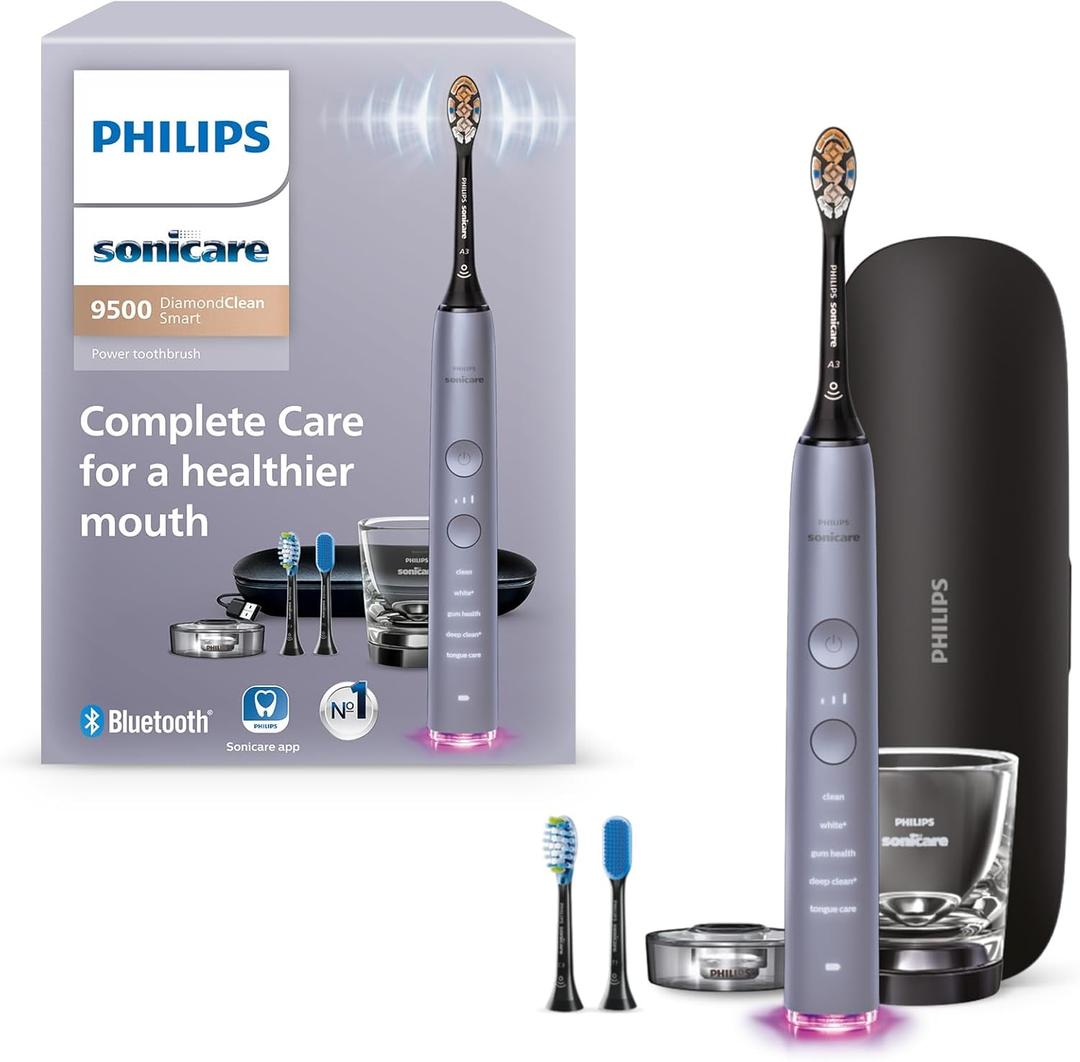 Philips Sonicare DiamondClean Smart 9500 Electric Toothbrush, Sonic Toothbrush with App, Pressure Sensor, Brush Head Detection, 5 Brushing Modes and 3 Intensity Levels, Grey, Model HX9923/41 (New Gray)