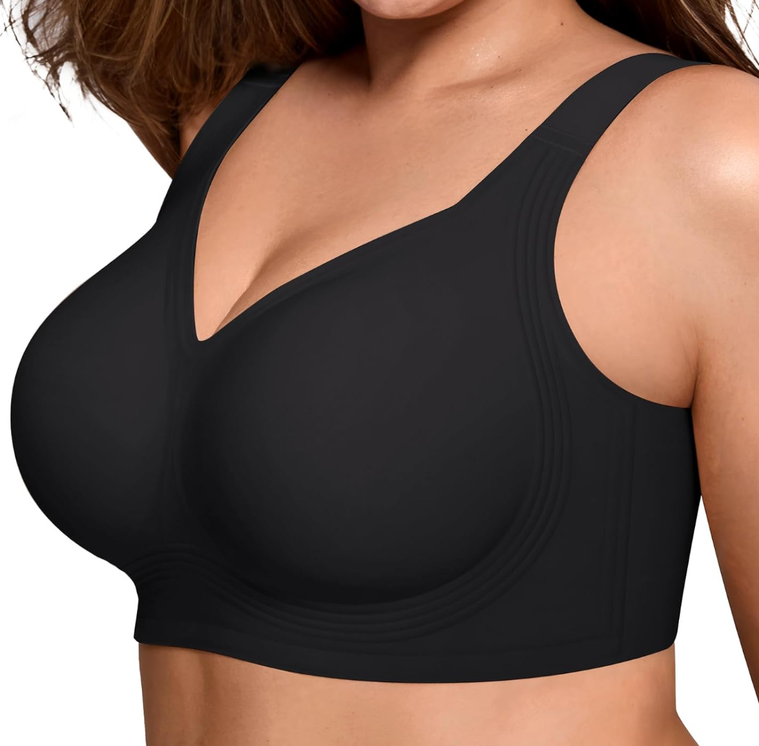 Bras for Women Supportive Wireless Push Up Bra Full Coverage No Underwear Seamless Plus Size for Older Women, 42D