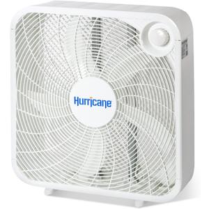 Hurricane Classic Floor Mount Box Fan w/ 3 Quiet Speeds, White, 20" - Corded Portable Electric Air Cooling Unit w/ Powerful 2400 CFM Airflow for Home, Garage, Office, Bedroom & Basement (1 pack)