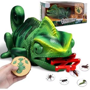 Remote Control Chameleon Animal Toys - LED Light Up & Preying Remote Control Electronic Toy with Moving Eyes, Walking, Color Changing Realistic RC Robot Toy Gift for Boys Kids Age 4 5 6 7 8 Years Old