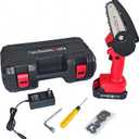 Mini Chainsaw,4-inch Electric Chain saw Handheld Mini Pruning Shears Chainsaw for Tree Trimming & Wood Cutting,2 Saw chains,1 Charger Include,One 21v 1500mAh Battery and Box