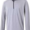 Quarter Zip Pullover Men Performance Dry Fit Stripe Mock Neck Midlayer Golf 1/4 Zip Pullover Mens Sweatshirt