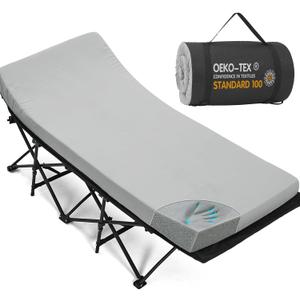 Camping Cot Pad, Pad Only 2 Inch Memory Foam,Camping Pad for Folding Cot and Foldable Cot, Portable Roll Up Camp Gear for Car Camping Travel Tent, Non-Slip Waterproof Bottom, Removable Cover