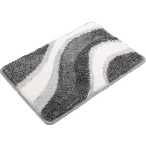 KAMA BRIDAL Microfiber Bath Mat Non-Slip Bathroom Floor Rugs Fast Water Absorbent Shower Mat Ultra Soft Bath Rug Anti-Slip Backing Machine Wash Charcoal 20x32
