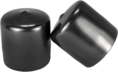 Made in USA Prescott Plastics 1 5/8" - 1.625" Inch Round Vinyl Plug Insert (50 Pack), Black Tall Rubber Flexible End Cap for Metal Tubing, Fence, Glide Insert for Pipe Post and Furniture