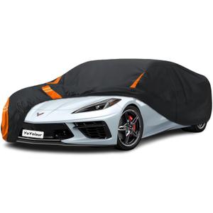10-Layer for Chevy Corvette C8 Car Cover Waterproof All Weather for Automobiles, Outdoor Full Exterior Covers Soft Cotton Lining with Door Zipper, Fit for Corvette C8 2020-2025