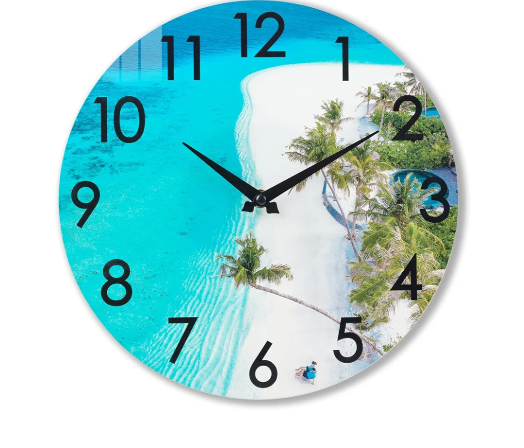 14 Inch Indoor Outdoor Clock Waterproof, Coastal Beach Decorative Wall Clocks for Pool, Patio, Garden, Home Decor- Blue