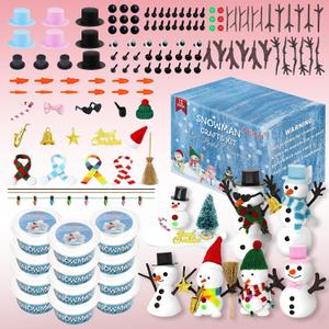 PasTard 12 Pack Build A Snowman Kit Large Quantity Ultralight Clay Big Snowman Family Activities for Kids and Adults Crafts DIY Kit Snow Man Craft Kits for Girls Boys Gift