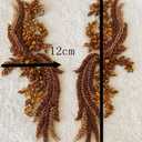 Handmade Rhinestones lace Applique handsewing Beads Trim Patches for Dress Clothing Accessories 35X12cm 1Pair/Bag