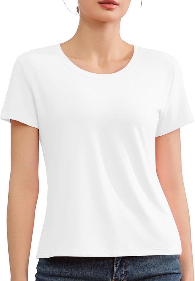 Short Sleeve T Shirts for Women Basic Tees Cropped Tshirts Casual Summer Tops Crewneck Plain Petite Tops, Size S