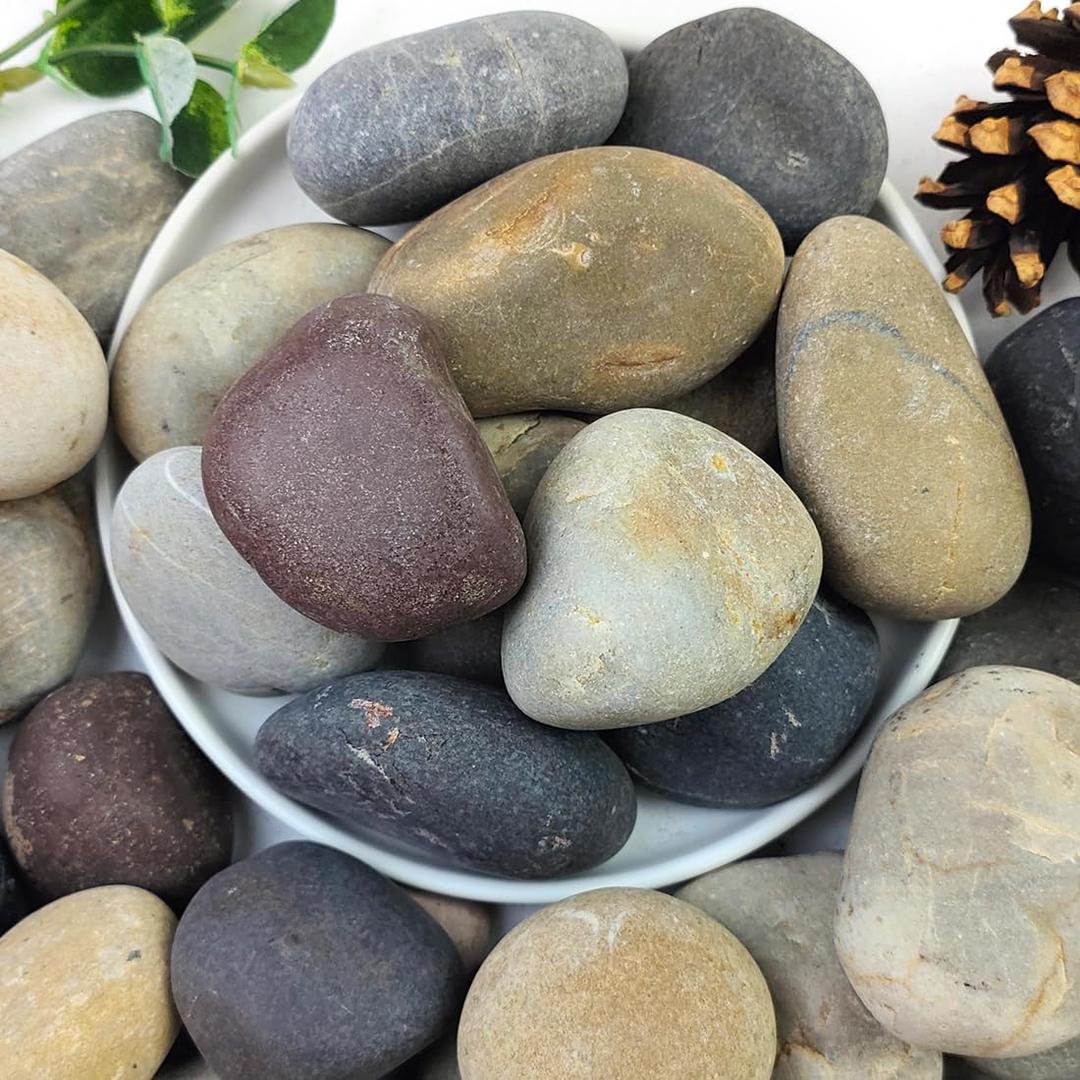 YISZM Natural River Rocks, Small Rocks for Plants Decorative Polished Pebbles for Fish Tank, Gardening, Flower Pots, Vase Fillers, Indoor Water Fountains, Landscaping, 40lbs, 2-3 Inch