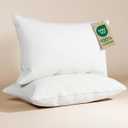 100% Cotton Bed Pillows - Queen Size Set of 2 - Super Soft, Breathable, Down Alternative Polyester for Back & Stomach Sleepers - Low Density, Low Loft Support & Machine Washable - 20" x 40" (White)