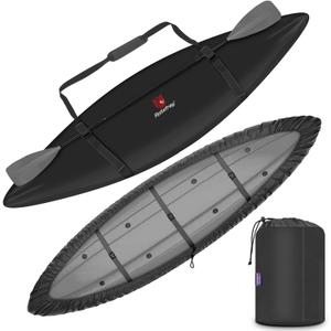 9.3-15 FT Kayak Cover, High-Performance Marine Kayak Covers, Comfortable ShoulderStrap, Waterproof UV Resistant, Fade-Resistant Dustproof Fishing Boat Cover for Outdoor Storage