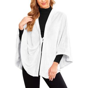 Ekouaer Flannel Faux Poncho for Women Lightweigh Blanket Warm TV Shawl Winter Coat Sweater Cape