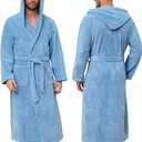 PJGGZ Men's Bathrobes with Hood, Soft Long Towel Robe for Men - Super Absorbent Quick Dry yet Warm L/XL