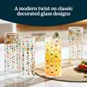 Libbey Vintage Dots Drinking Glasses Set of 4, Colorful, Retro Polka Dot Design Glass Cups Set, Dishwasher Safe Water Glasses Set for Beverages