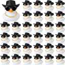 Sotiff 48 Sets Rubber Duck Squeaky Duck Party Duckies Car Dashboard Decorations with Mini Necklace Hat and Sunglasses for Shower Birthday Swimming Party(White)