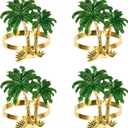 PRETYZOOM 4Pcs Tropical Hawaiian Napkin Rings Plam Napkin Rings Summer Napkin Rings Napkin Buckles Tropical Luau Party Table Decorations