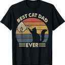 Cat Shirt Men Best Cat Dad Ever Funny Cat Lover Gift T-Shirt, Size: 2X